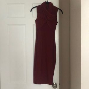 Missguided maroon midi length dress